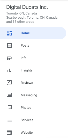 home screen for GMB profile