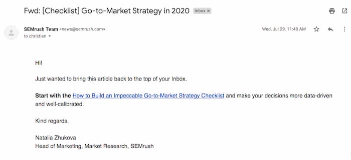 An email to inform about an in-depth blog post