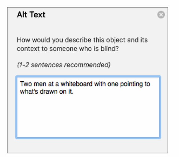 Example of alt text being used to describe and image in an email to make it accessible for the visually impaired