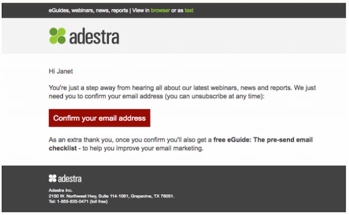 Confirmed opt in example is an email marketing strategy to improve list quality