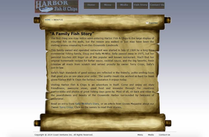 A Fish n Chips restaurant About page as an example of a page that shows high E.A.T.