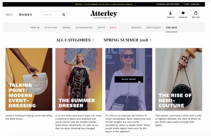 Example of an easy to understand format with an obvious horizontal navigation bar as wella s the search box above it