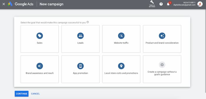 Google ad campaign creation