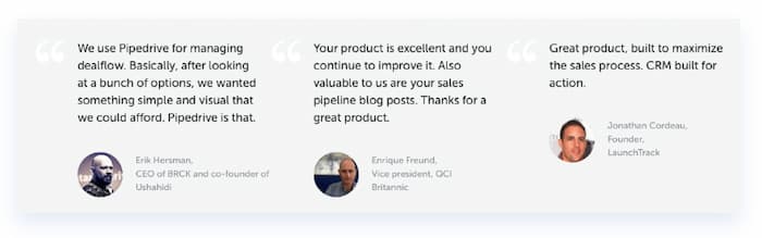 Increase landing page conversions by using the testimonials of clients and influencers